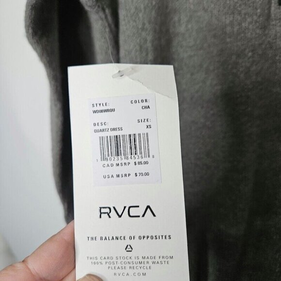 RVCA Quarts Sweater Dress XS Open Back‎ Gray Knit Shift LS Cross Strap NWT - Picture 6 of 8